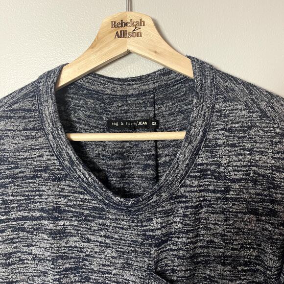 Rag & Bone Gray & Blue Space Dye Oversized Tee w/ Large Pocket Women's XS - Picture 4 of 11